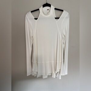 Free People Cream Ribbed Knit Tunic